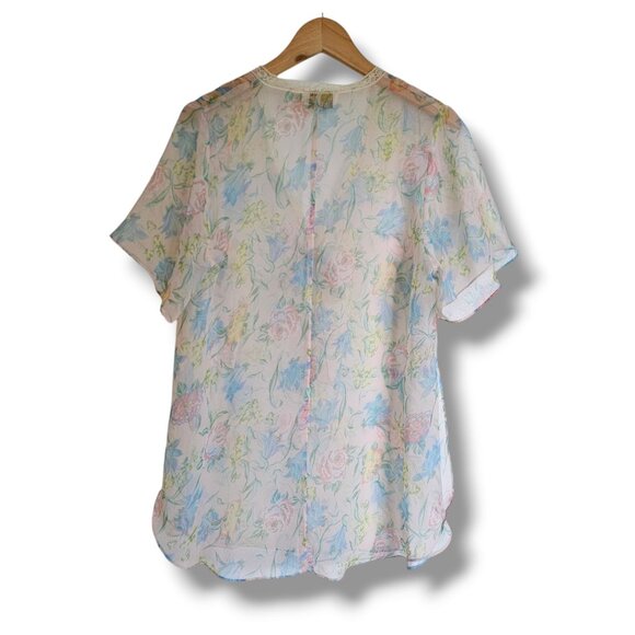 Vintage Victoria's Secret Gold Label Top Robe Size P XS Sheer Floral Pink Lace - Picture 2 of 9